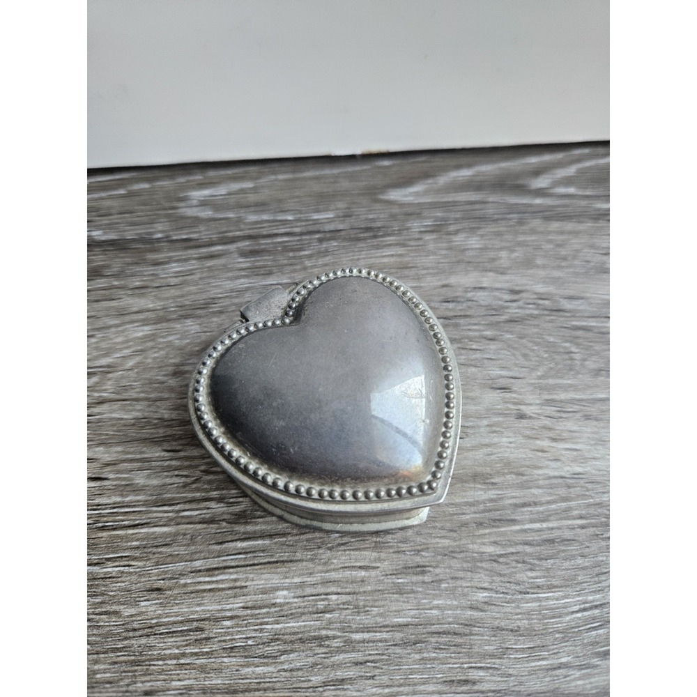 Vintage Pewter Heart Shaped Trinket Box
